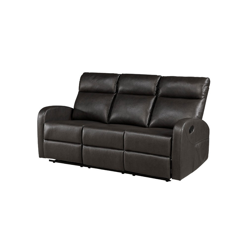 Mey Wall Hugger Manual Recliner Sofa | Dark Brown Faux Leather 71"
