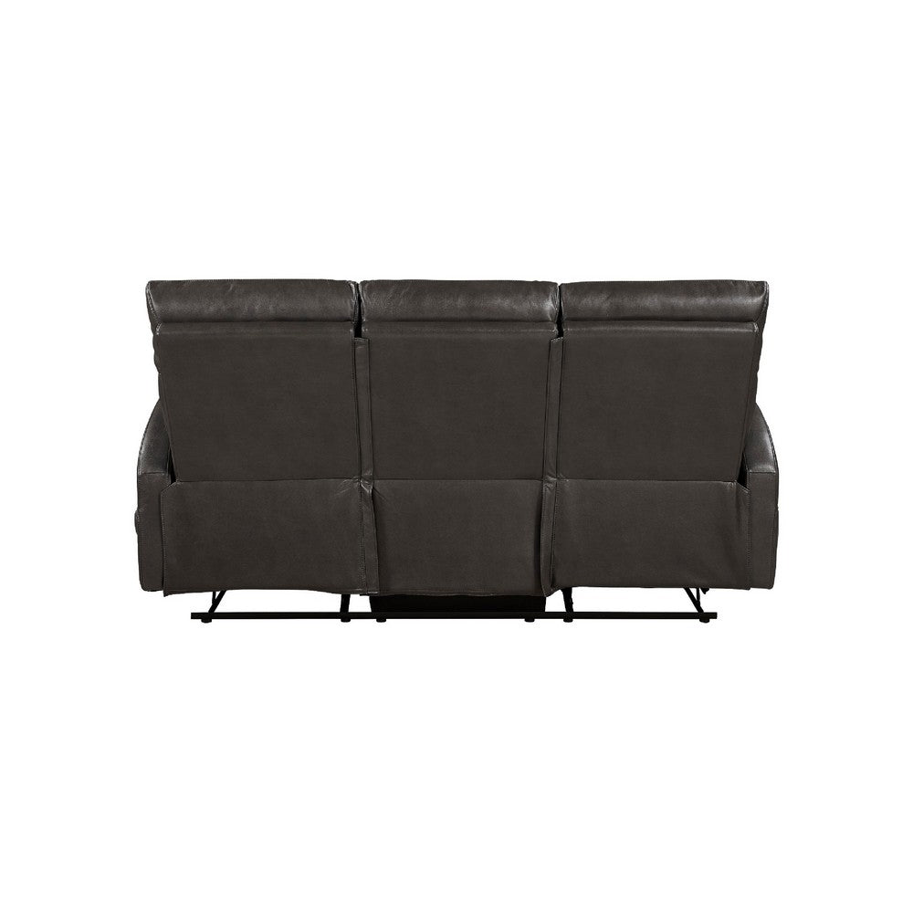 Mey Wall Hugger Manual Recliner Sofa | Dark Brown Faux Leather 71"
