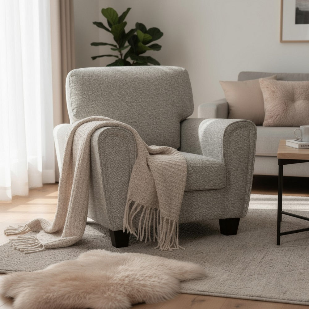 Loi Sofa Armchair with Reversible Cushion | Transitional Gray Chenille