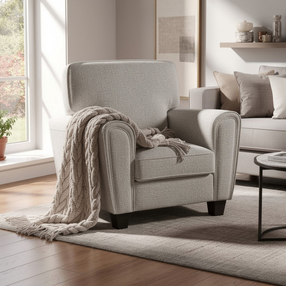 Loi Sofa Armchair with Reversible Cushion | Transitional Gray Chenille