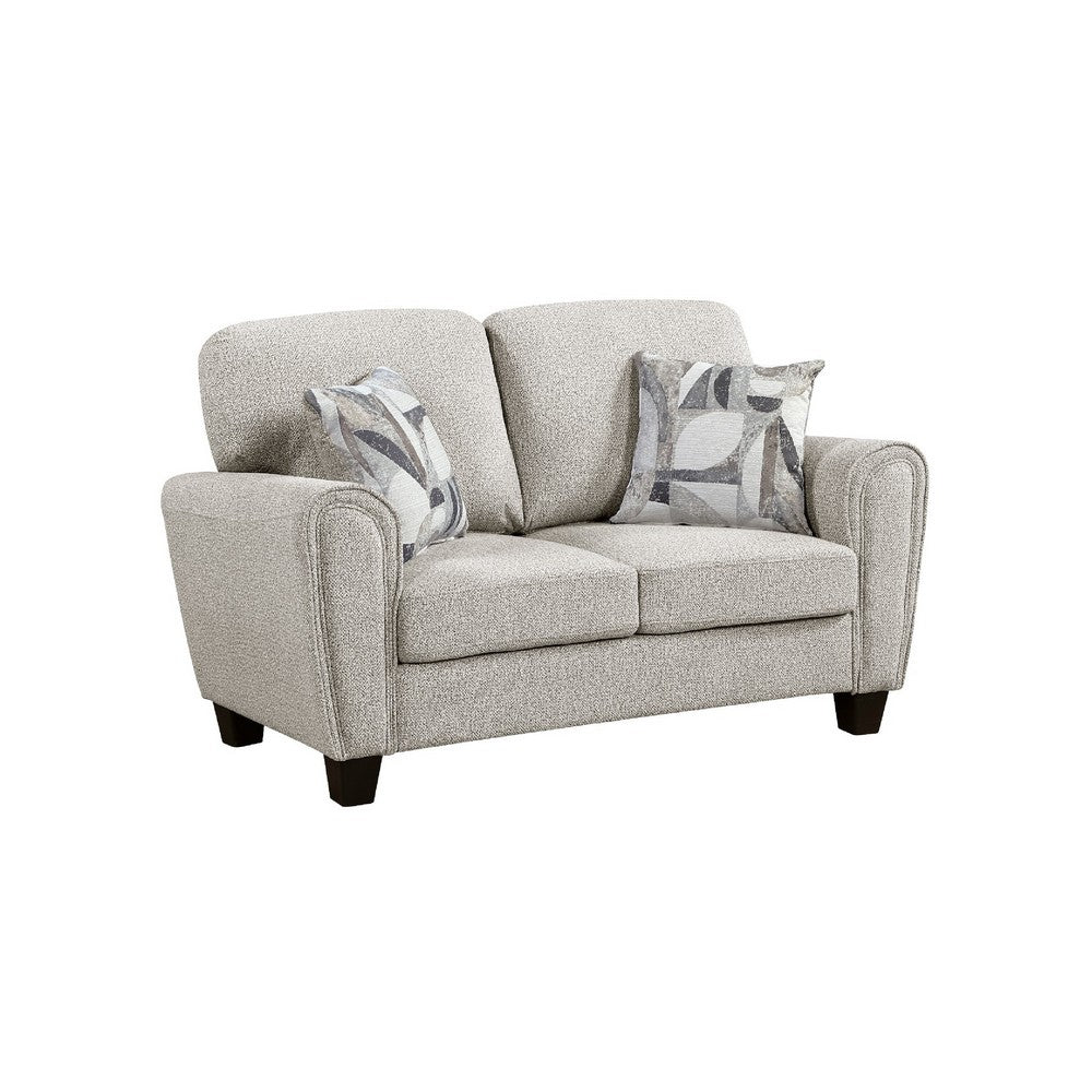 Loi Loveseat w 2 Pillows | Reversible Cushion | Gray Chenille | 63"