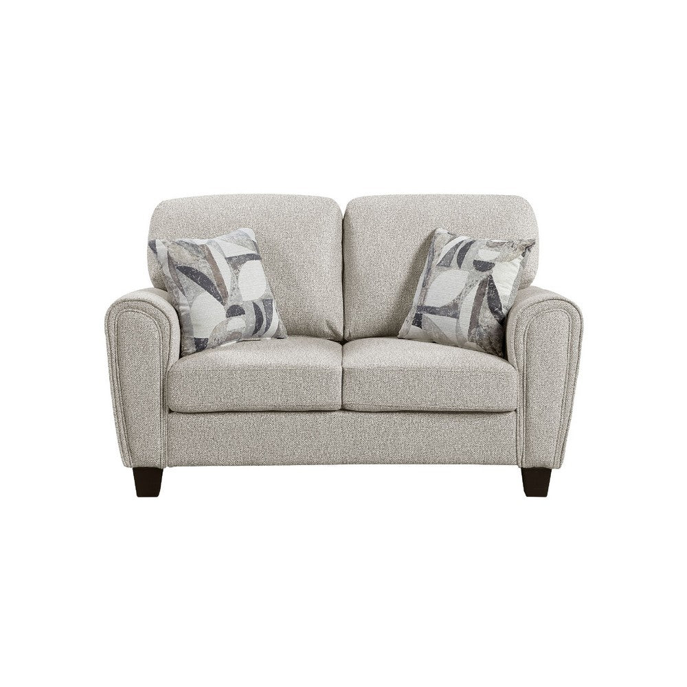 Loi Loveseat w 2 Pillows | Reversible Cushion | Gray Chenille | 63"