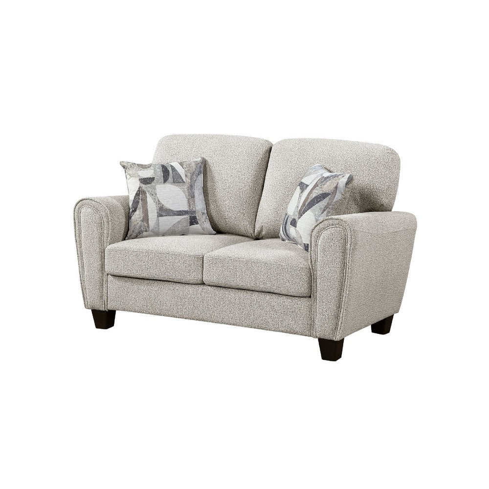 Loi Loveseat w 2 Pillows | Reversible Cushion | Gray Chenille | 63"
