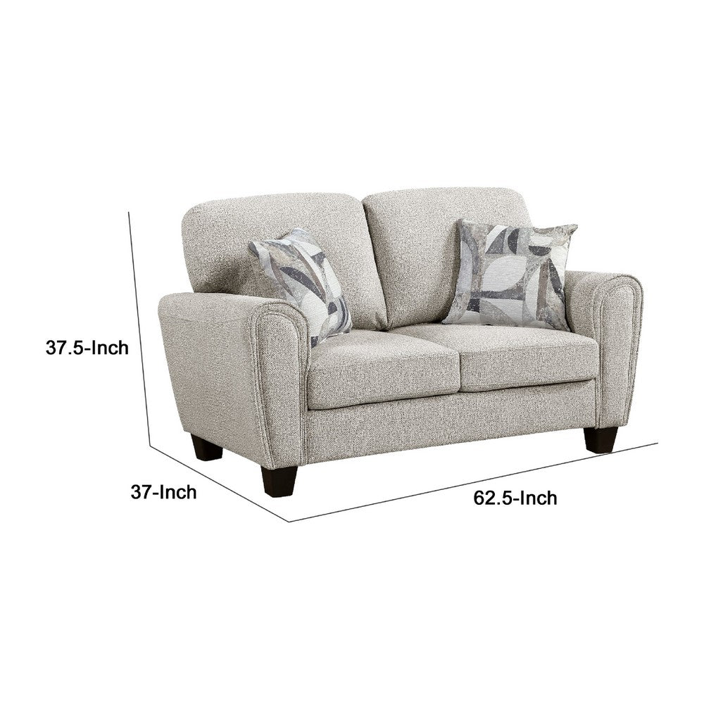 Loi Loveseat w 2 Pillows | Reversible Cushion | Gray Chenille | 63"