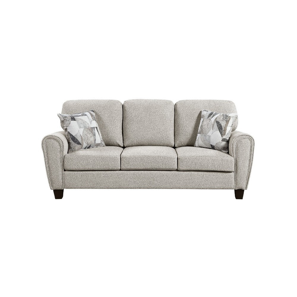 Loi Sofa w 2 Pillows | Reversible Cushion | Gray Chenille | 85"
