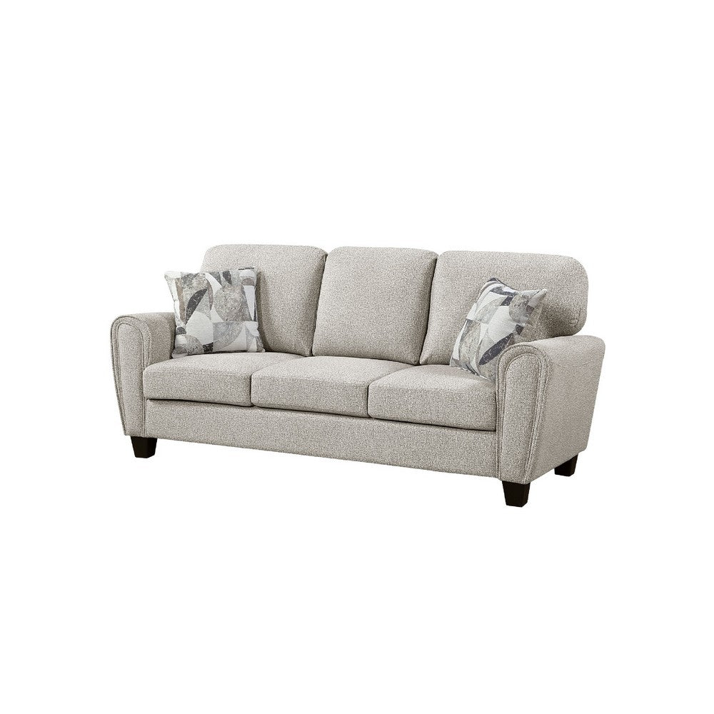 Loi Sofa w 2 Pillows | Reversible Cushion | Gray Chenille | 85"