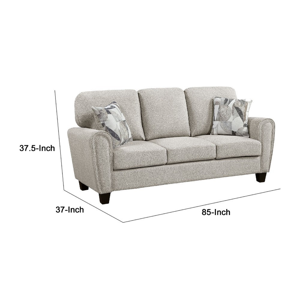 Loi Sofa w 2 Pillows | Reversible Cushion | Gray Chenille | 85"