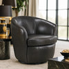 Dey Swivel Barrel Chair with Curved Back | Smoky Gray Top Grain Leather