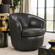 Dey Swivel Barrel Chair with Curved Back | Smoky Gray Top Grain Leather
