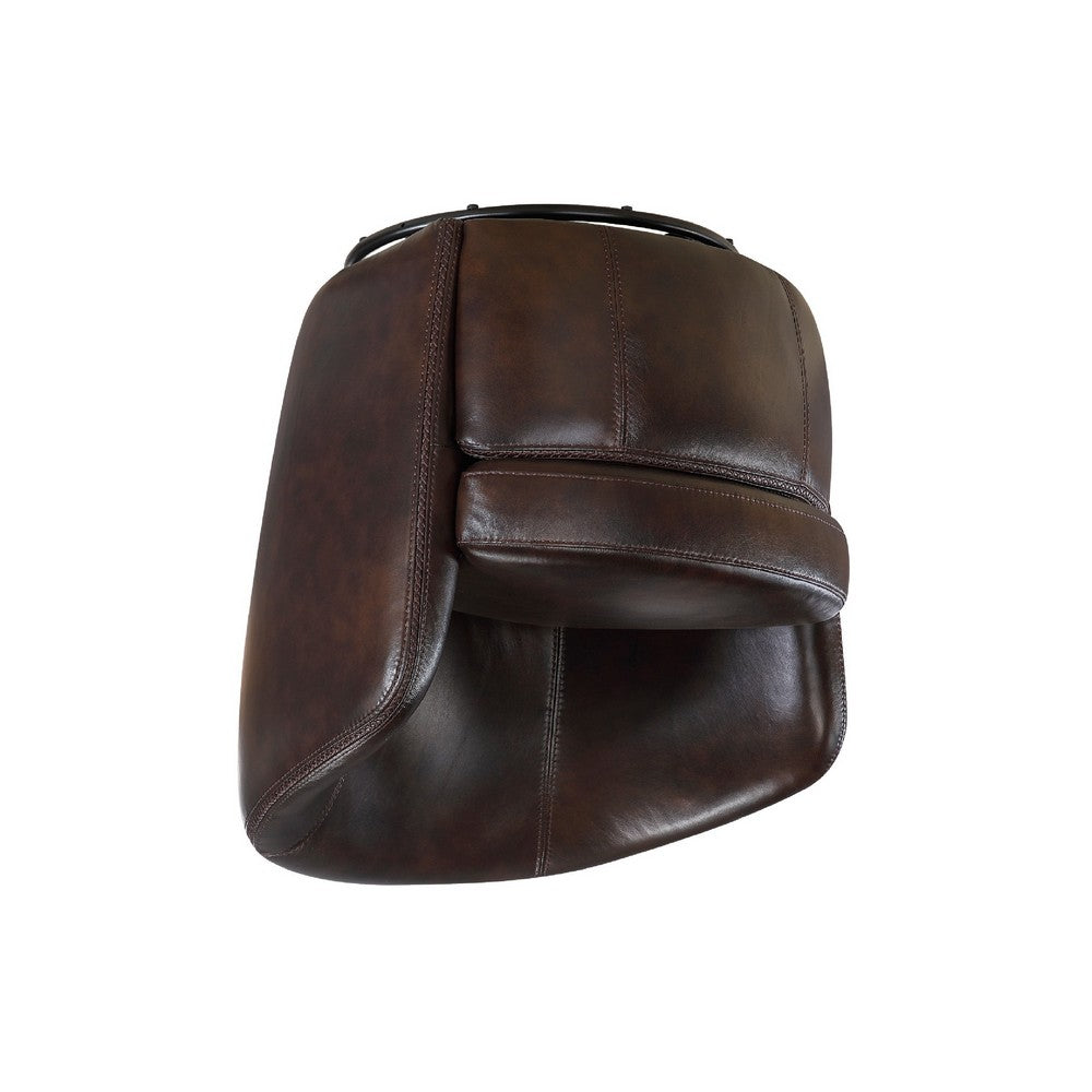 Dey Swivel Barrel Chair with Curved Back | Bronze Top Grain Leather