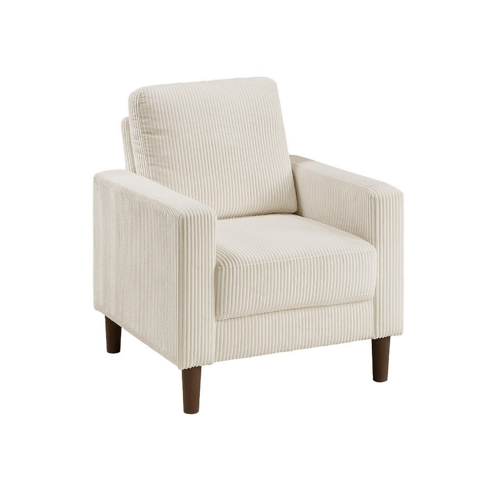 Cey Sofa Armchair | Beige Corduroy Upholstery | Modern Style Brown Legs