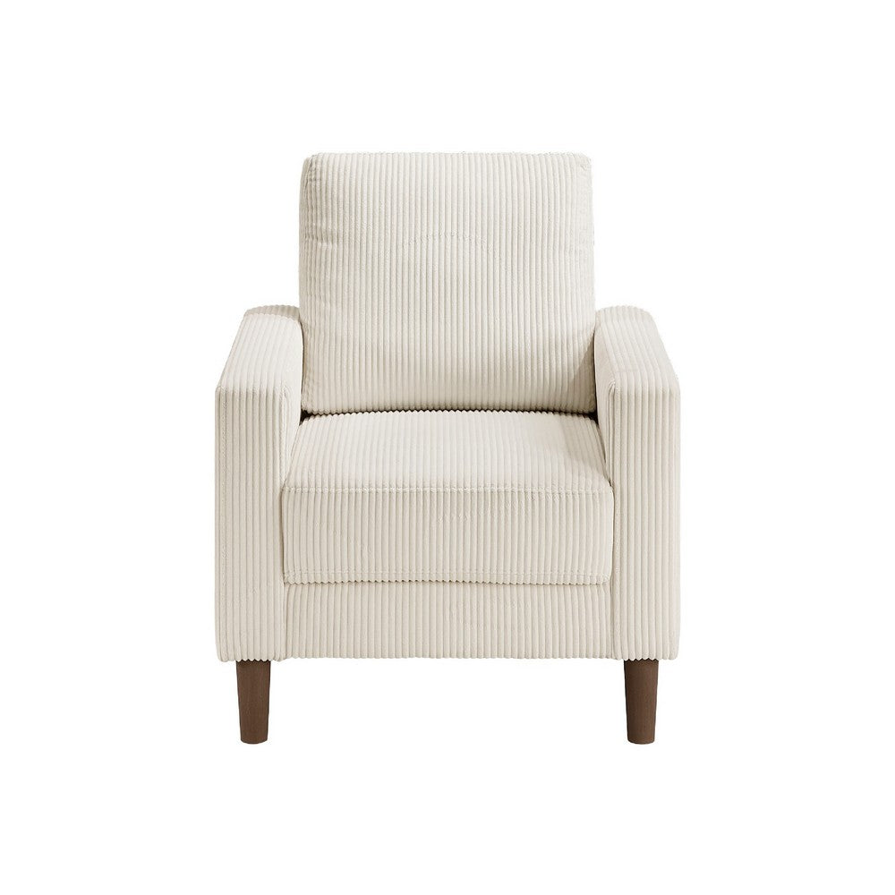 Cey Sofa Armchair | Beige Corduroy Upholstery | Modern Style Brown Legs