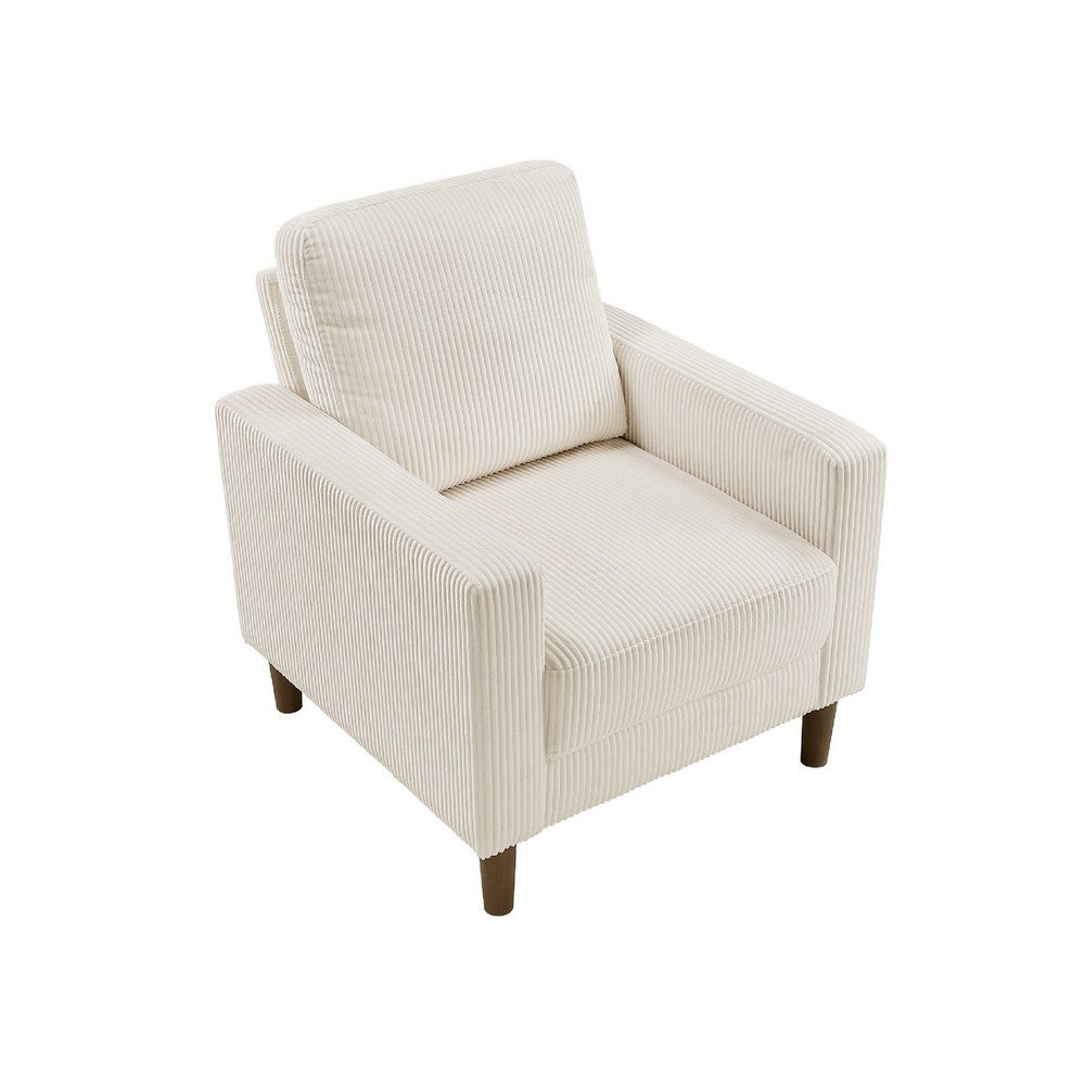 Cey Sofa Armchair | Beige Corduroy Upholstery | Modern Style Brown Legs
