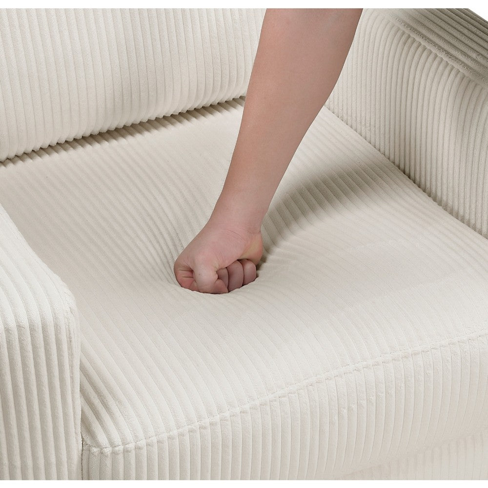 Cey Sofa Armchair | Beige Corduroy Upholstery | Modern Style Brown Legs