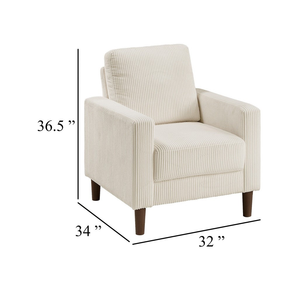 Cey Sofa Armchair | Beige Corduroy Upholstery | Modern Style Brown Legs