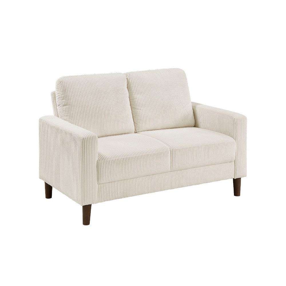 Cey Loveseat | Beige Corduroy Upholstery | Modern Style Brown Legs | 55"