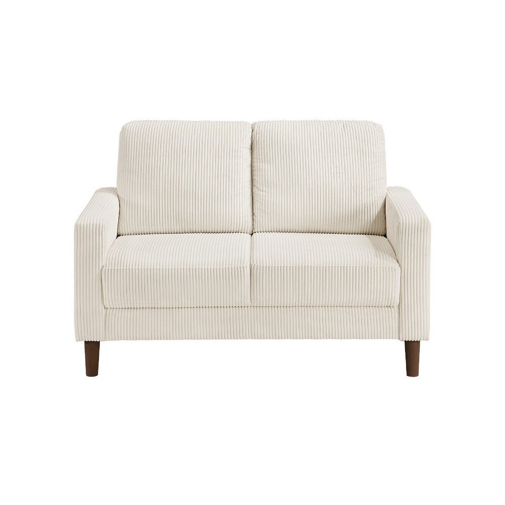 Cey Loveseat | Beige Corduroy Upholstery | Modern Style Brown Legs | 55"