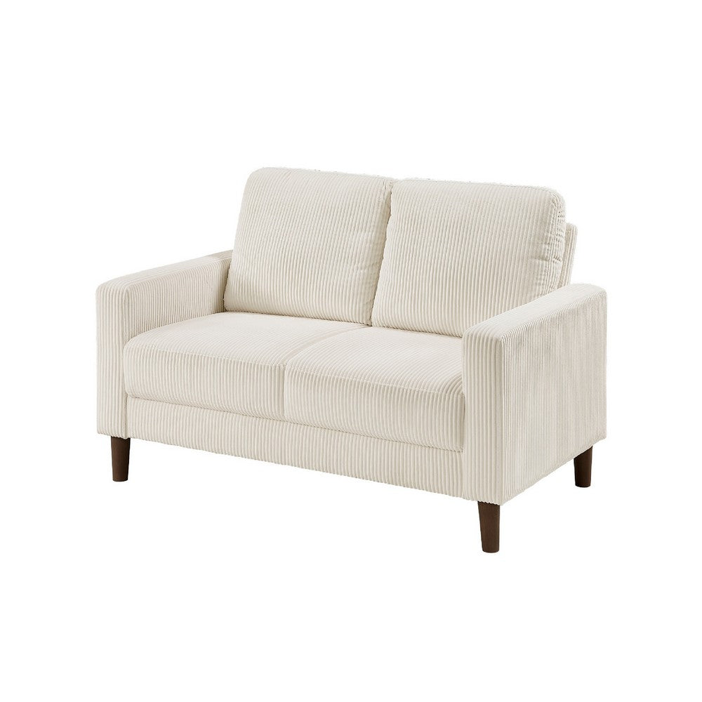 Cey Loveseat | Beige Corduroy Upholstery | Modern Style Brown Legs | 55"