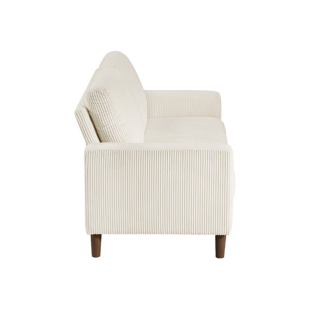 Cey Loveseat | Beige Corduroy Upholstery | Modern Style Brown Legs | 55"