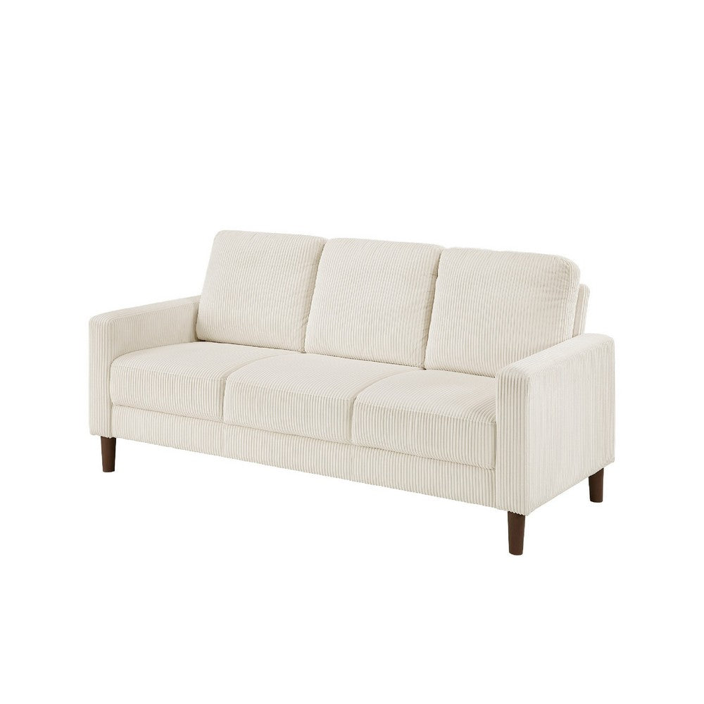Cey Sofa | Beige Corduroy Upholstery | Modern Style Brown Legs | 77"