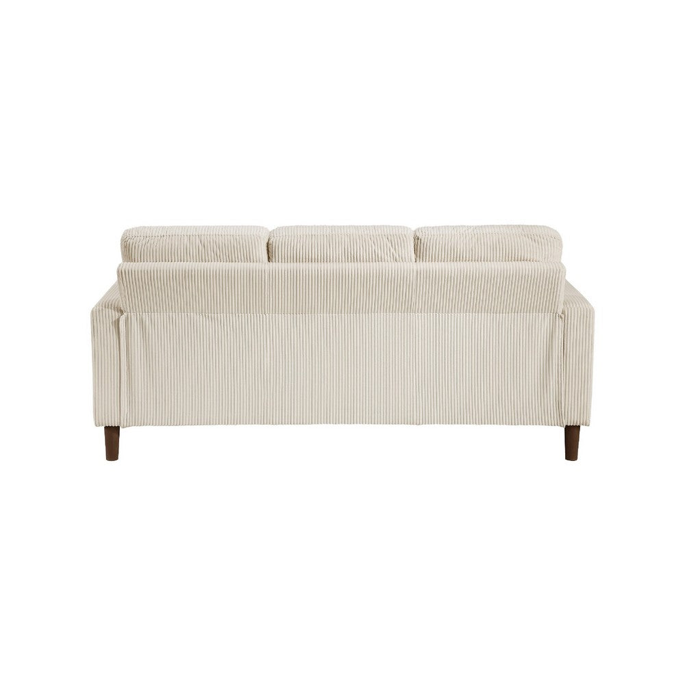 Cey Sofa | Beige Corduroy Upholstery | Modern Style Brown Legs | 77"