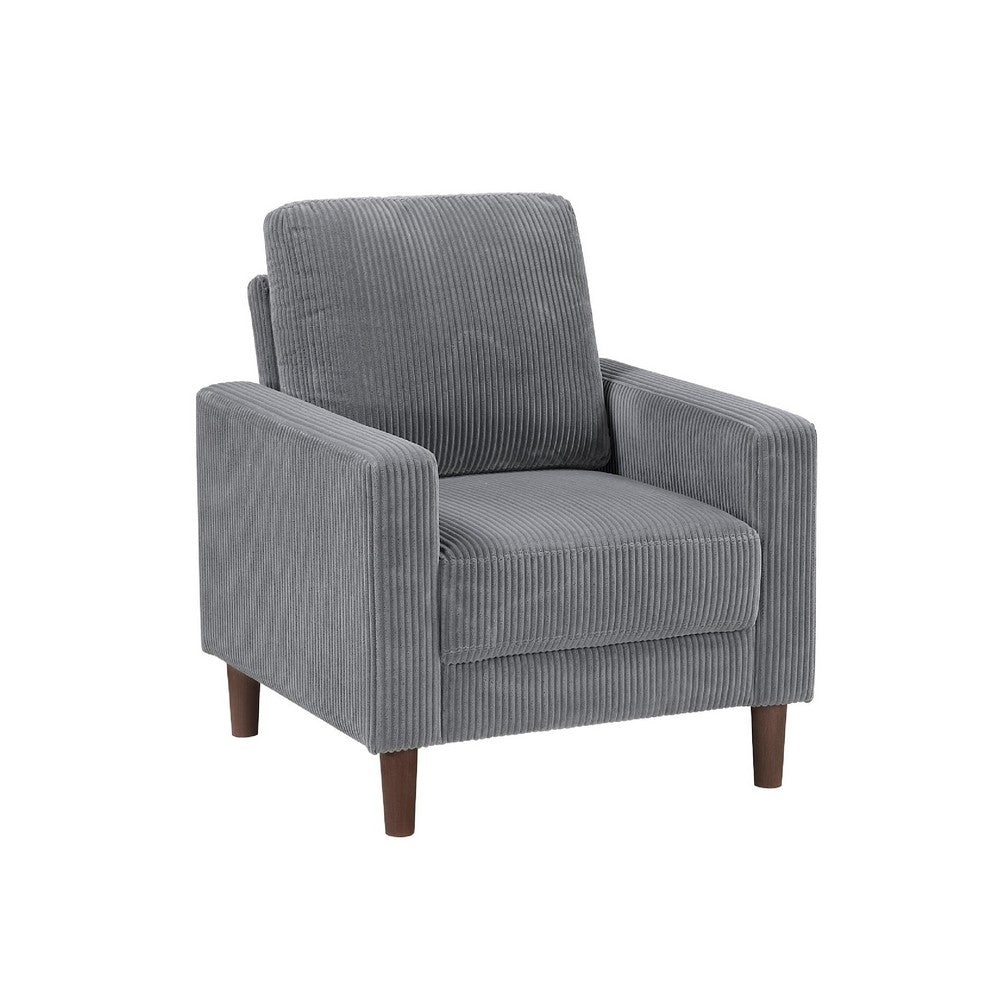 Cey Sofa Armchair | Gray Corduroy Upholstery | Modern Style Brown Legs