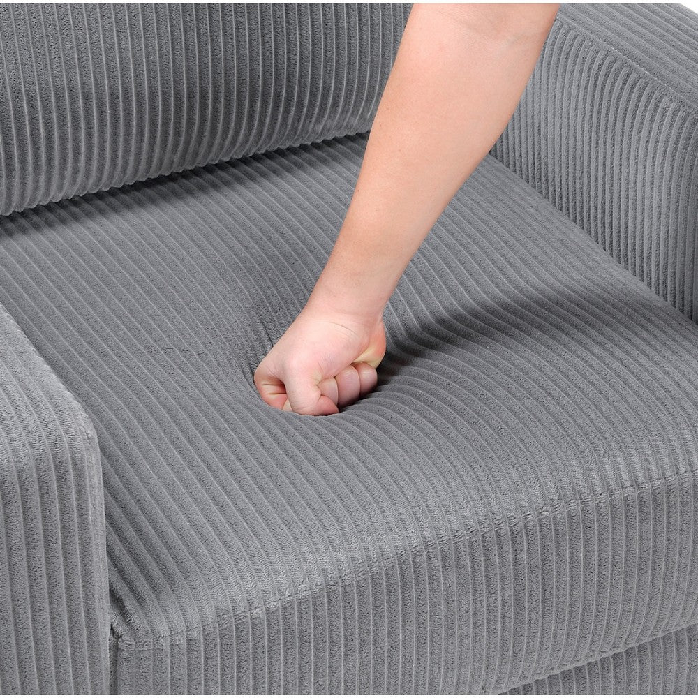 Cey Sofa Armchair | Gray Corduroy Upholstery | Modern Style Brown Legs