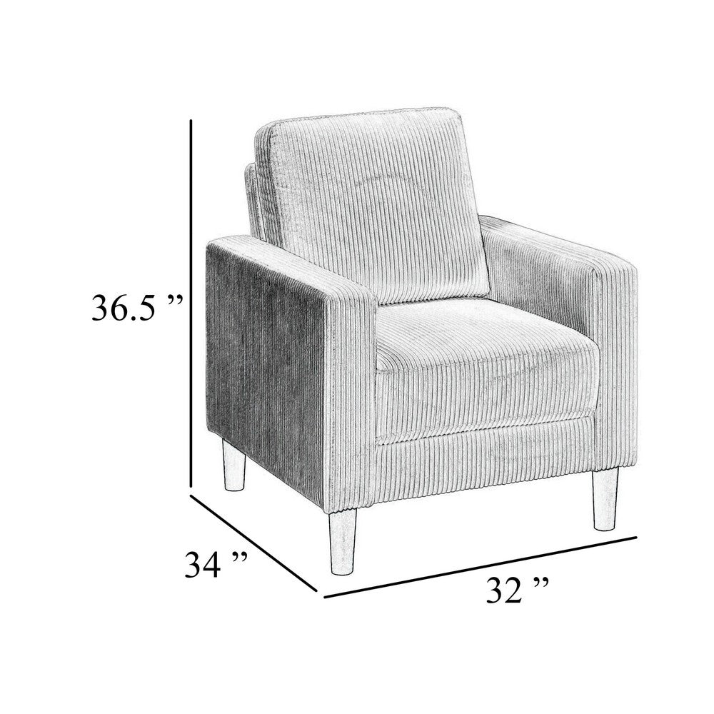 Cey Sofa Armchair | Gray Corduroy Upholstery | Modern Style Brown Legs