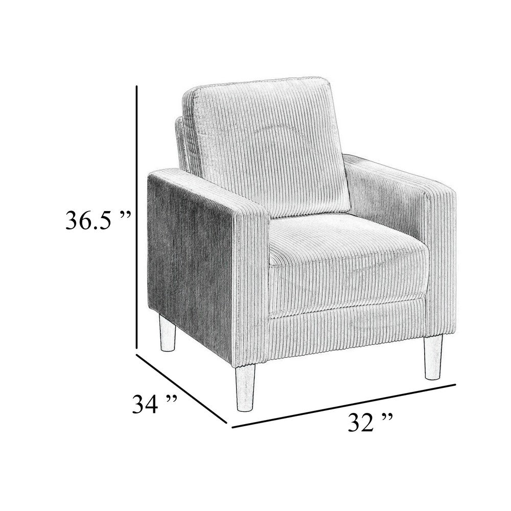 Cey Sofa Armchair | Gray Corduroy Upholstery | Modern Style Brown Legs