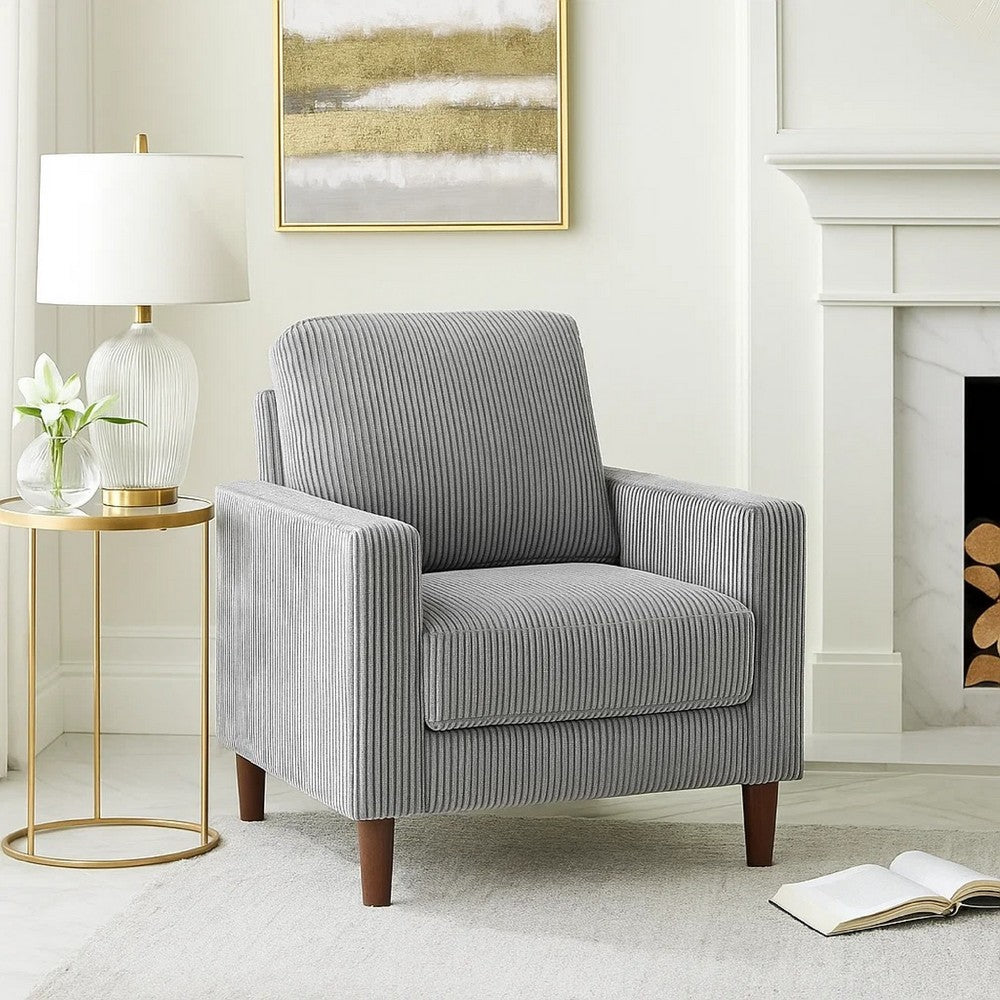 Cey Sofa Armchair | Gray Corduroy Upholstery | Modern Style Brown Legs