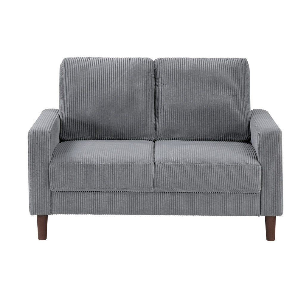 Cey Loveseat | Gray Corduroy Upholstery | Modern Style Brown Legs | 55"