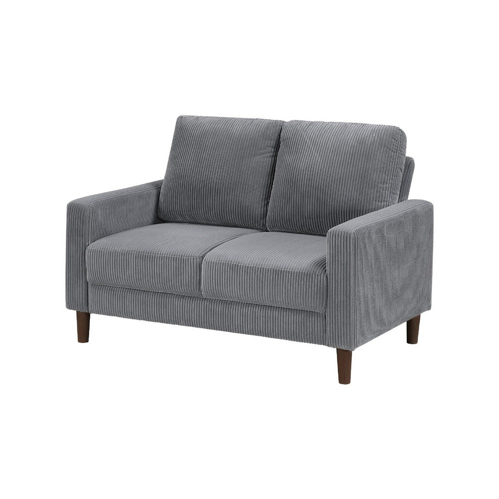 Cey Loveseat | Gray Corduroy Upholstery | Modern Style Brown Legs | 55"