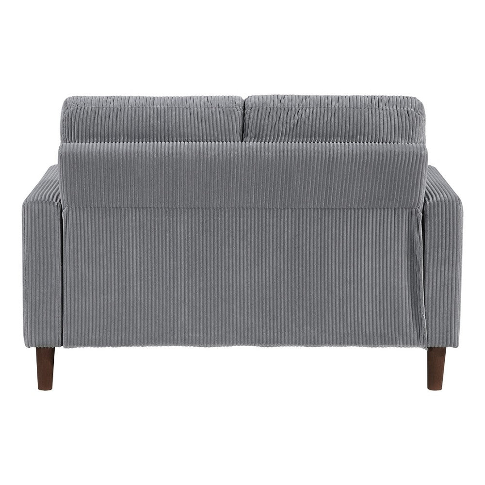 Cey Loveseat | Gray Corduroy Upholstery | Modern Style Brown Legs | 55"