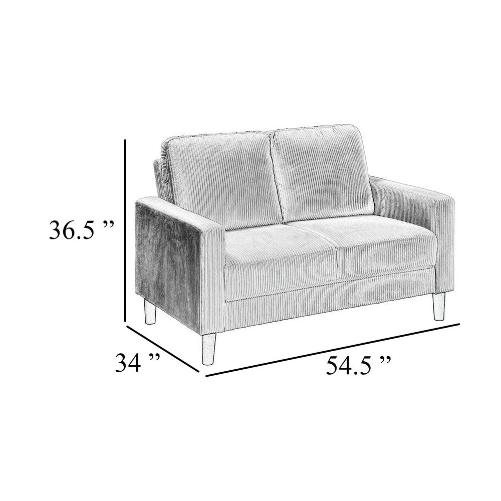 Cey Loveseat | Gray Corduroy Upholstery | Modern Style Brown Legs | 55"