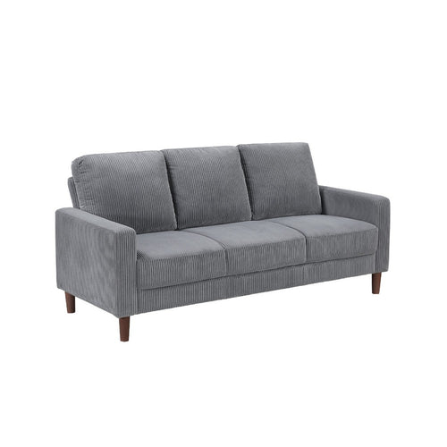 Cey Sofa | Gray Corduroy Upholstery | Modern Style Brown Legs | 77"