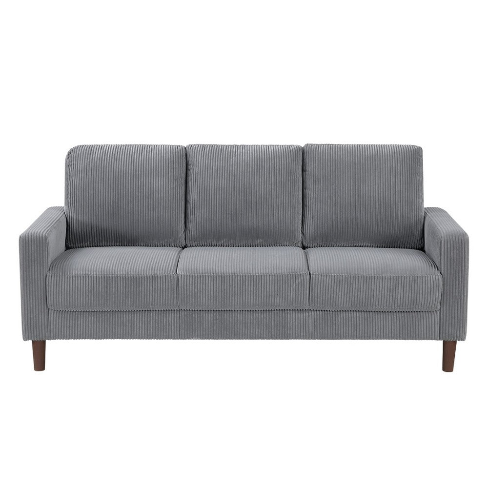 Cey Sofa | Gray Corduroy Upholstery | Modern Style Brown Legs | 77"
