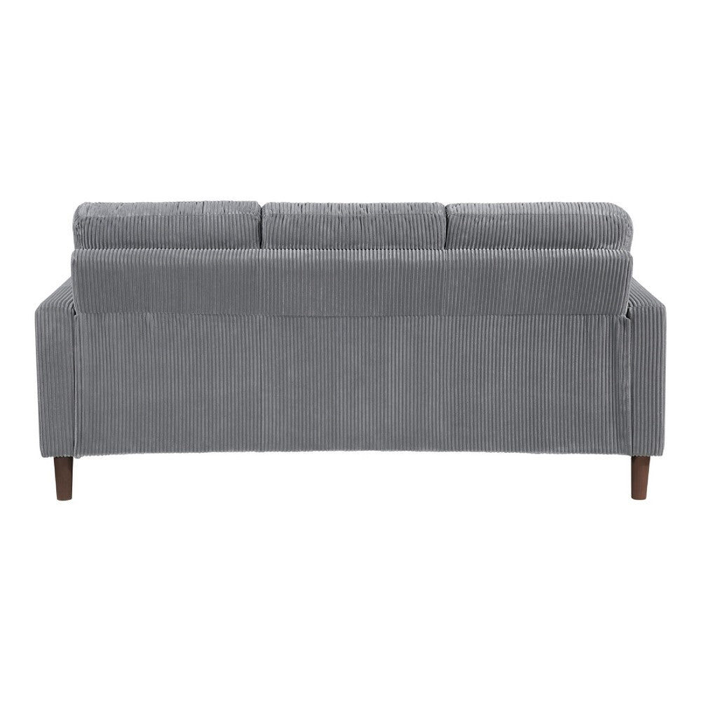 Cey Sofa | Gray Corduroy Upholstery | Modern Style Brown Legs | 77"