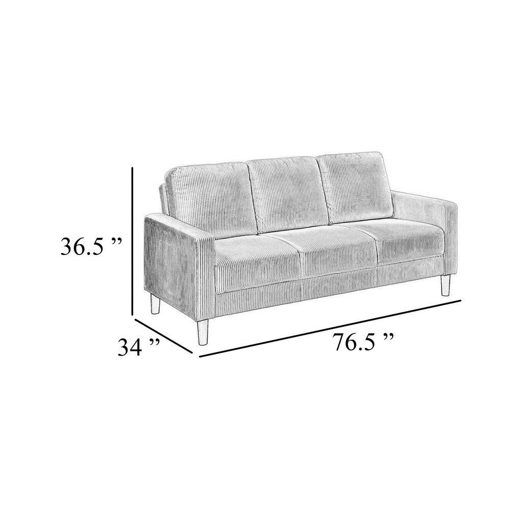 Cey Sofa | Gray Corduroy Upholstery | Modern Style Brown Legs | 77"