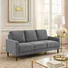 Cey Sofa | Gray Corduroy Upholstery | Modern Style Brown Legs | 77"