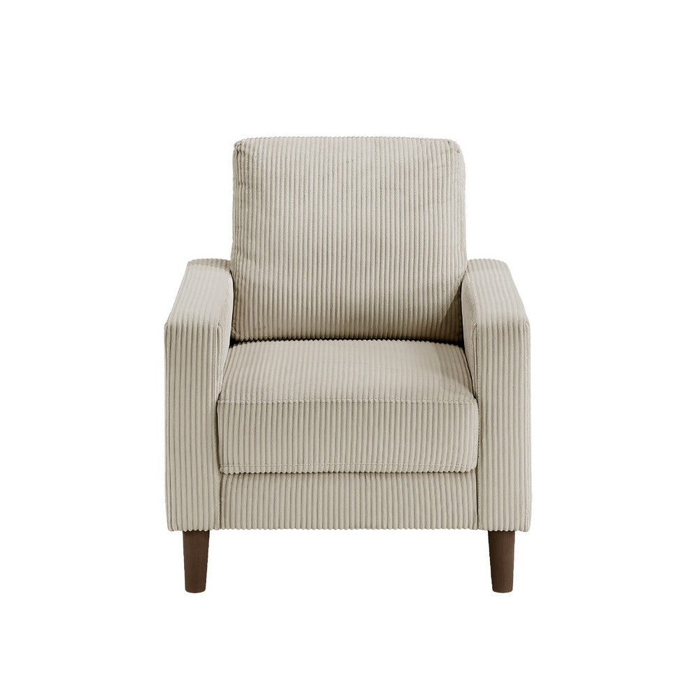 Cey Sofa Armchair | Taupe Corduroy Upholstery | Modern Style Brown Legs