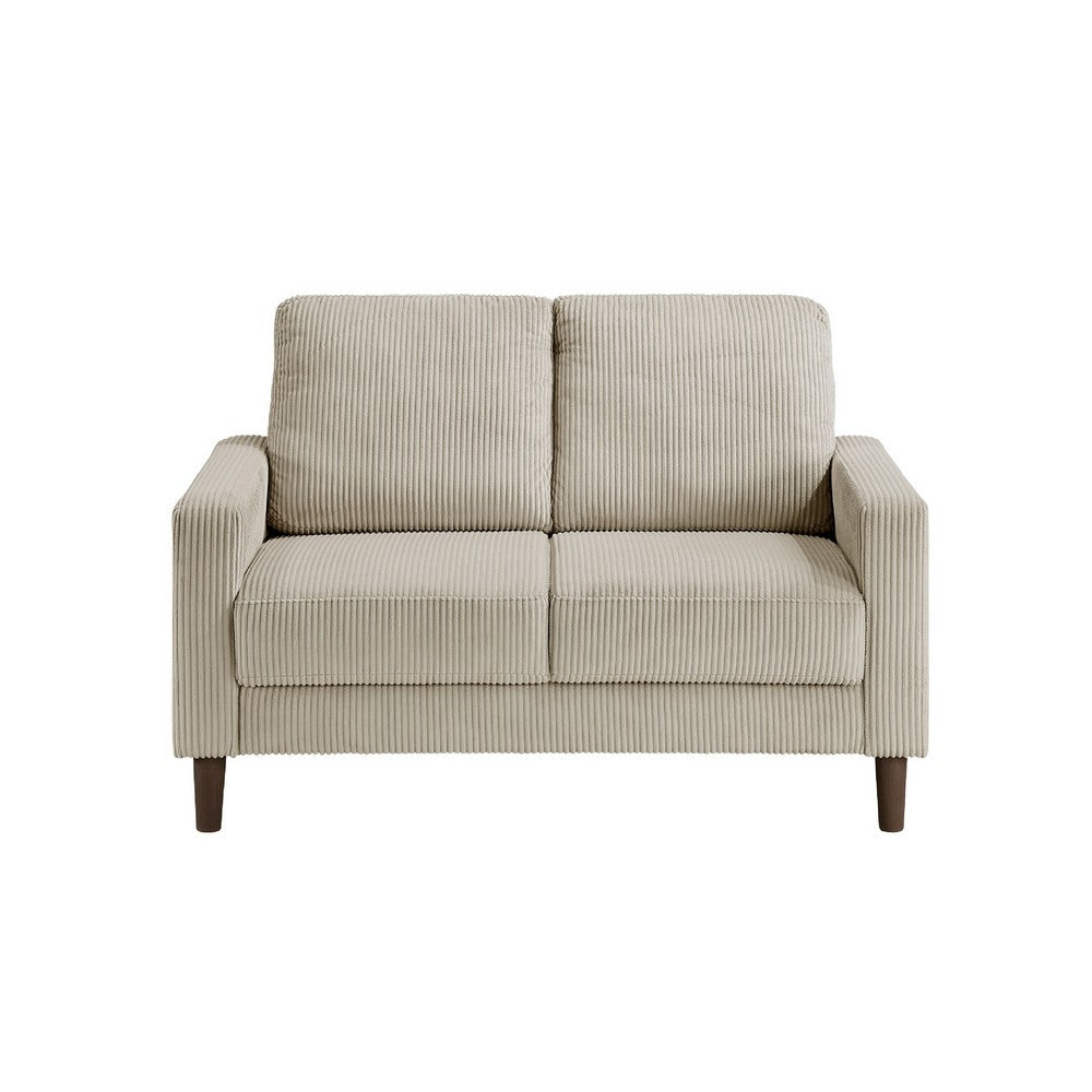 Cey Loveseat | Taupe Corduroy Upholstery | Modern Style Brown Legs | 55"