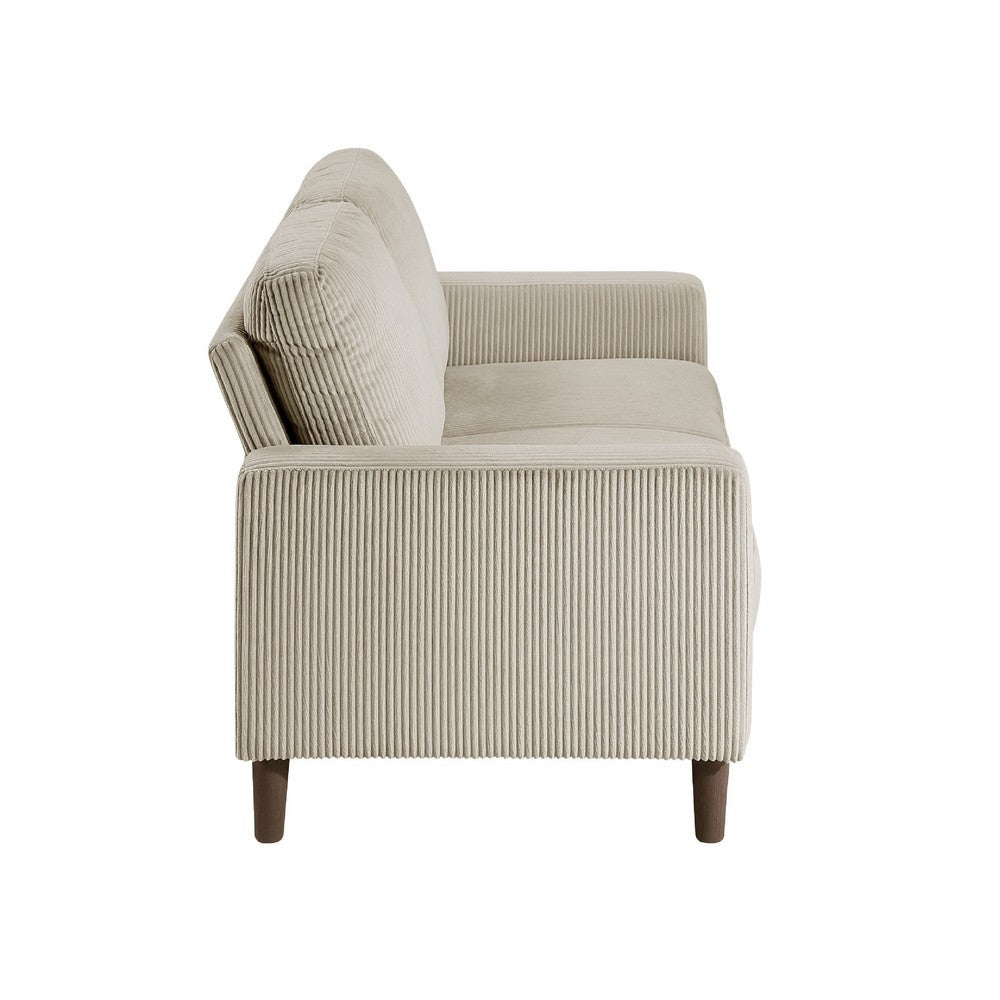 Cey Loveseat | Taupe Corduroy Upholstery | Modern Style Brown Legs | 55"