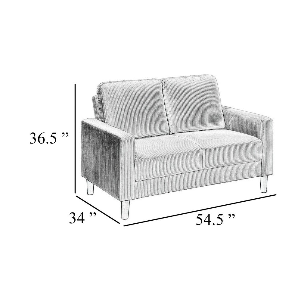 Cey Loveseat | Taupe Corduroy Upholstery | Modern Style Brown Legs | 55"