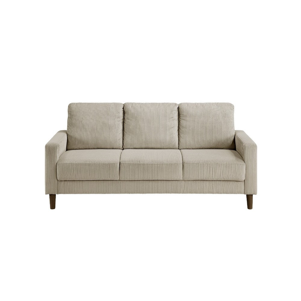 Cey Sofa | Taupe Corduroy Upholstery | Modern Style Brown Legs | 77"
