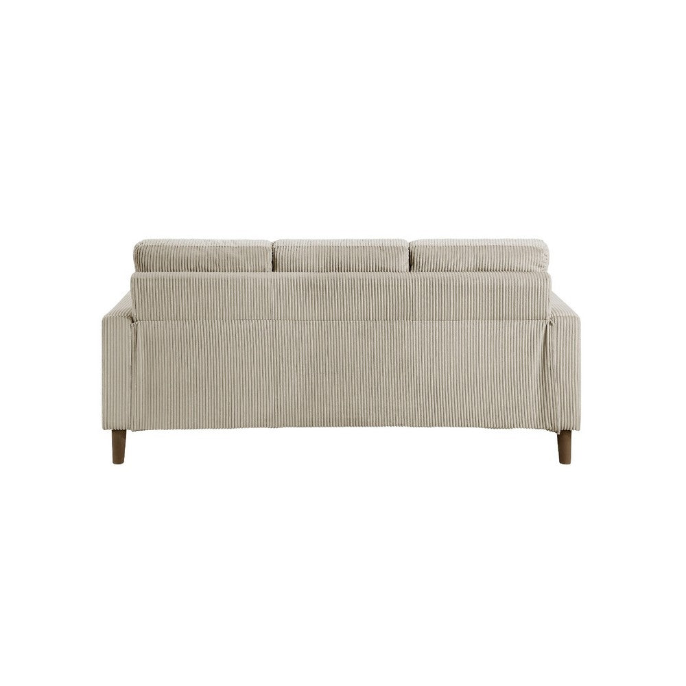 Cey Sofa | Taupe Corduroy Upholstery | Modern Style Brown Legs | 77"