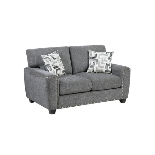Koi Loveseat with 2 Pillows | Reversible Cushions | Gray Chenille | 65"
