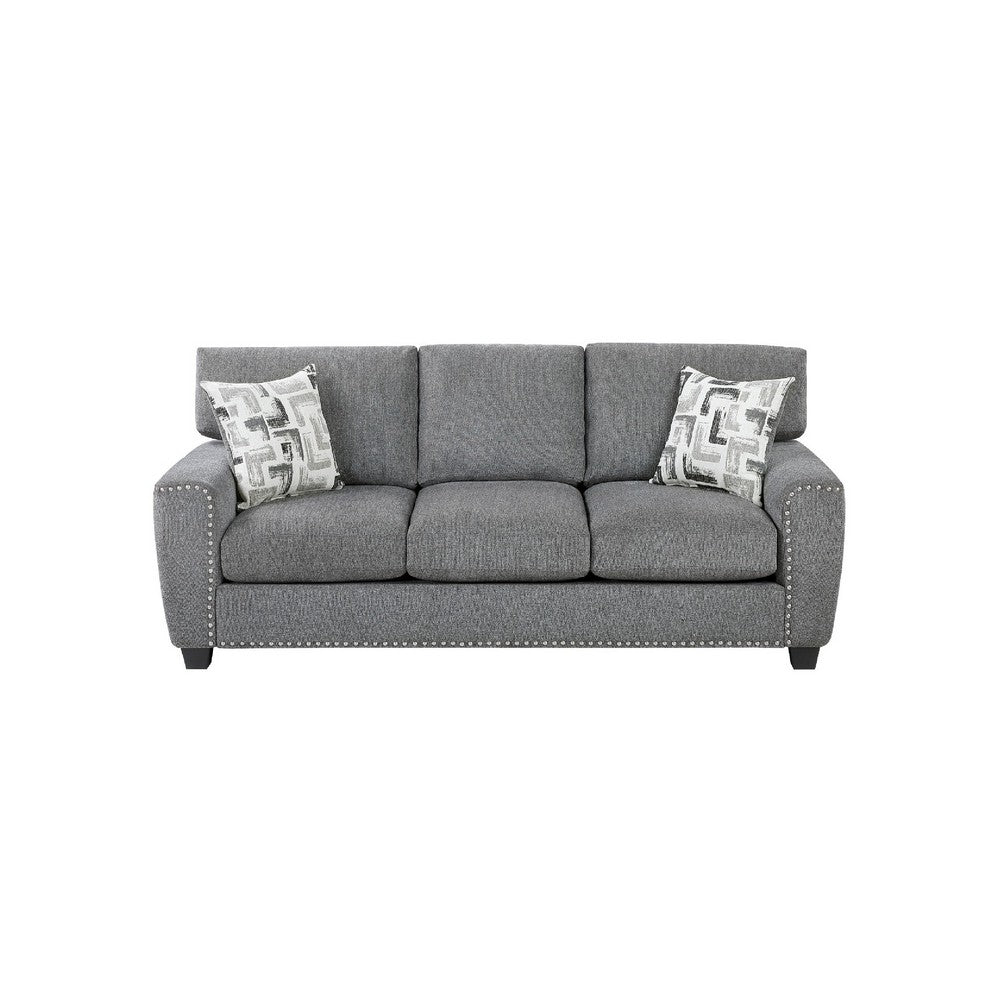 Koi Sofa with 2 Pillows | Reversible Cushions | Gray Chenille | 89"