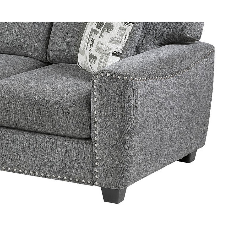 Koi Sofa with 2 Pillows | Reversible Cushions | Gray Chenille | 89"