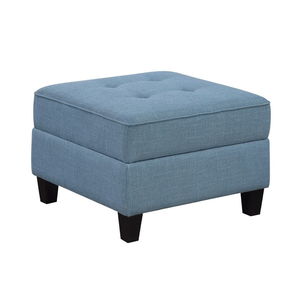 Gey Modular Storage Ottoman | Tufted Cushion | Blue Upholstery 26"