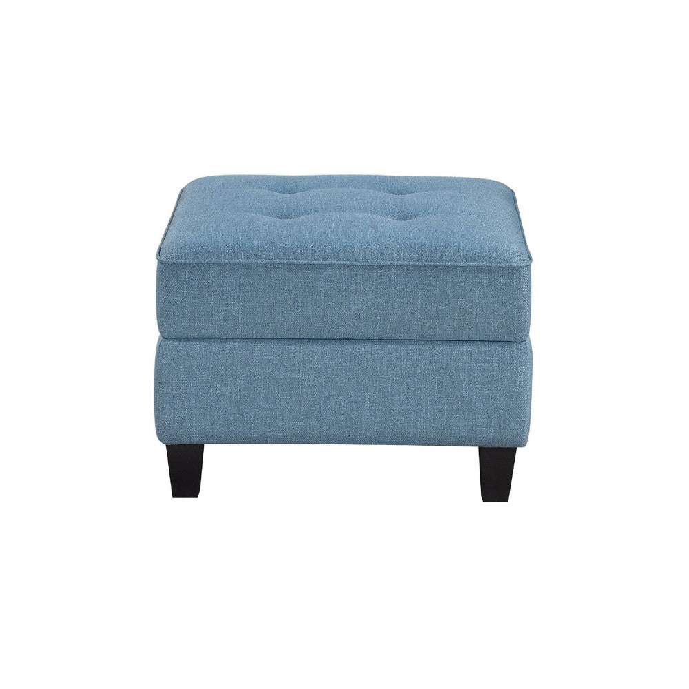 Gey Modular Storage Ottoman | Tufted Cushion | Blue Upholstery 26"
